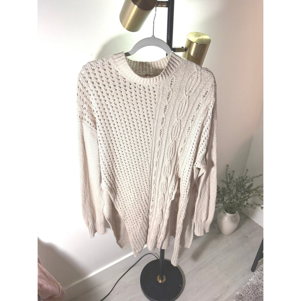 Free People boho grunge front slit midi pullover casual cold weather layers med